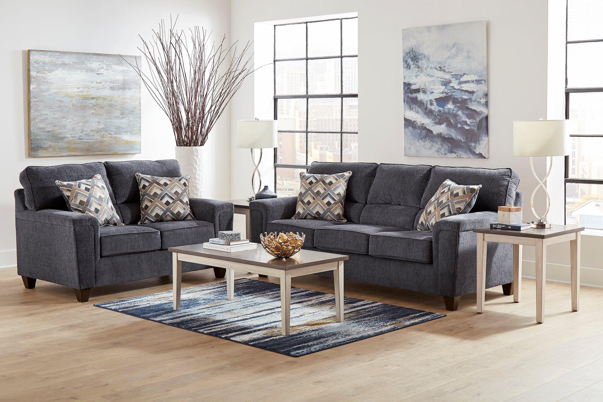 Rent to Own Lane Furniture Spectra Navy Sofa & Loveseat at Aaron's today!